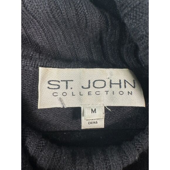 St. John Collection 100% Cashmere Black Turtleneck Sweater Women's Size Medium - Picture 3 of 5